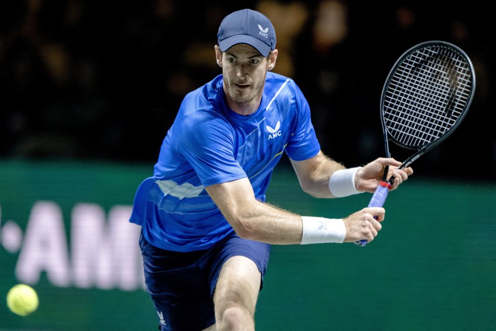 Britain's Andy Murray returns the ball against Kazakhstan's Alexander Bublik on day three of the ATP World Tennis Tournament in Ahoy Rotterdam on February 9, 2022. u00e2u20acu201d AFP pic