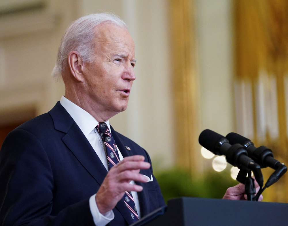 US President Joe Biden provides an update on Russia and Ukraine during remarks in the East Room of the White House in Washington February 22, 2022. u00e2u20acu201d Reuters pic
