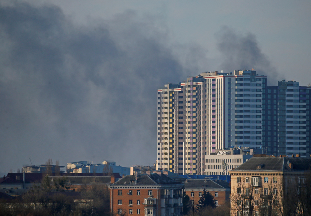 Smoke rises after recent shelling in Kyiv, Ukraine February 26, 2022. u00e2u20acu201d Reuters pic