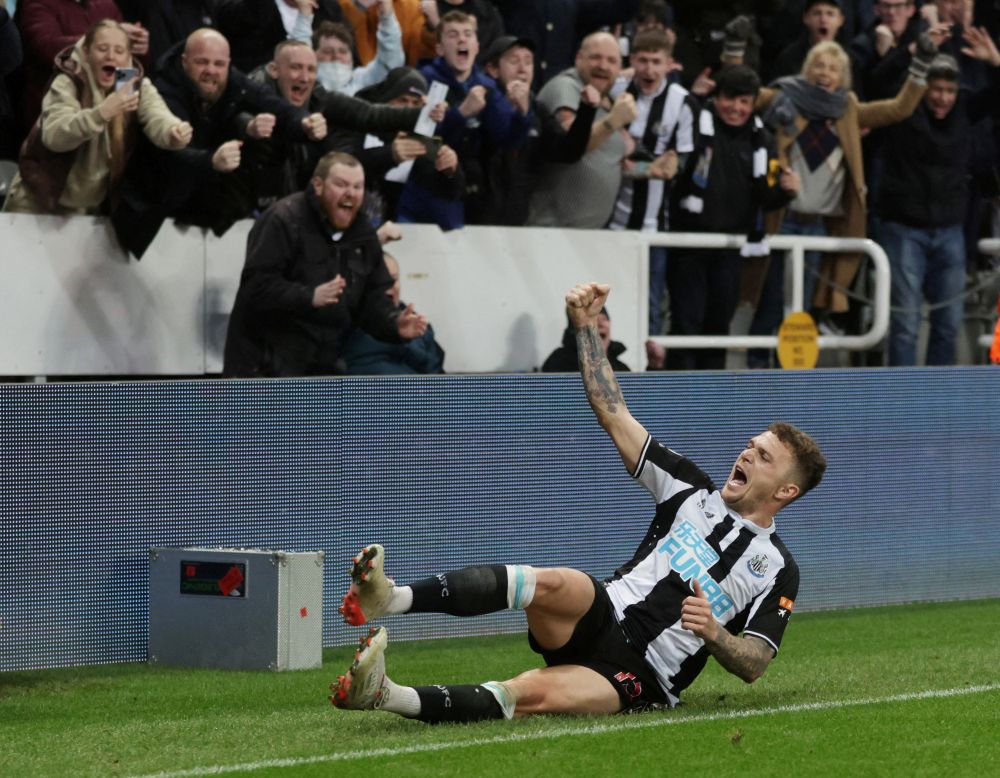 Newcastle United's Kieran Trippier celebrates scoring their third goal against Everton at St Jamesu00e2u20acu2122 Park, Newcastle February 8, 2022. u00e2u20acu201d Reuters pic