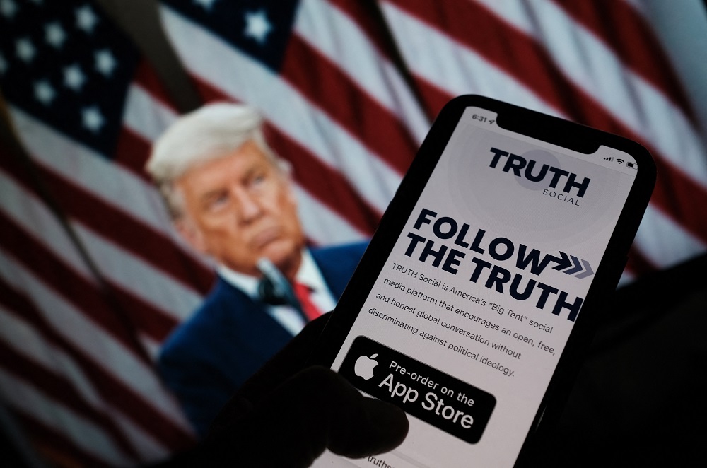 Trump has described Truth Social as an alternative to Facebook, Twitter and YouTube, all of which banned him following the assault on the US Capitol by his supporters on January 6, 2021. u00e2u20acu2022 AFP pic