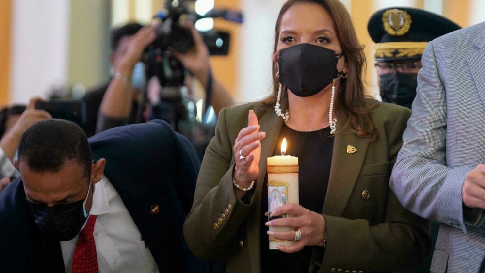 Honduran President Xiomara Castro attends Mass in the capital Tegucigalpa on February 1, 2022. u00e2u20acu201d AFP pic