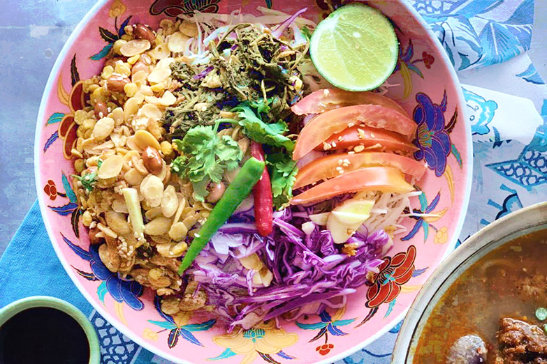 'Lahpet thoke' is a Myanmarese fermented tea leaf salad.