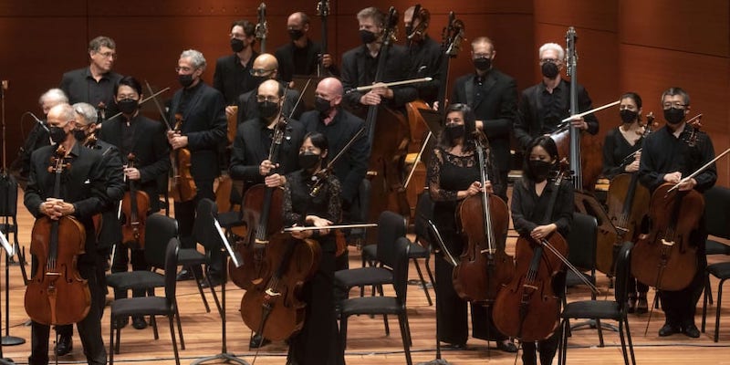 Musicians stand during the New York Philharmonic's first concert after its reopening at the Alice Tully Hall in New York September 17, 2021. u00e2u20acu201d AFP pic                
