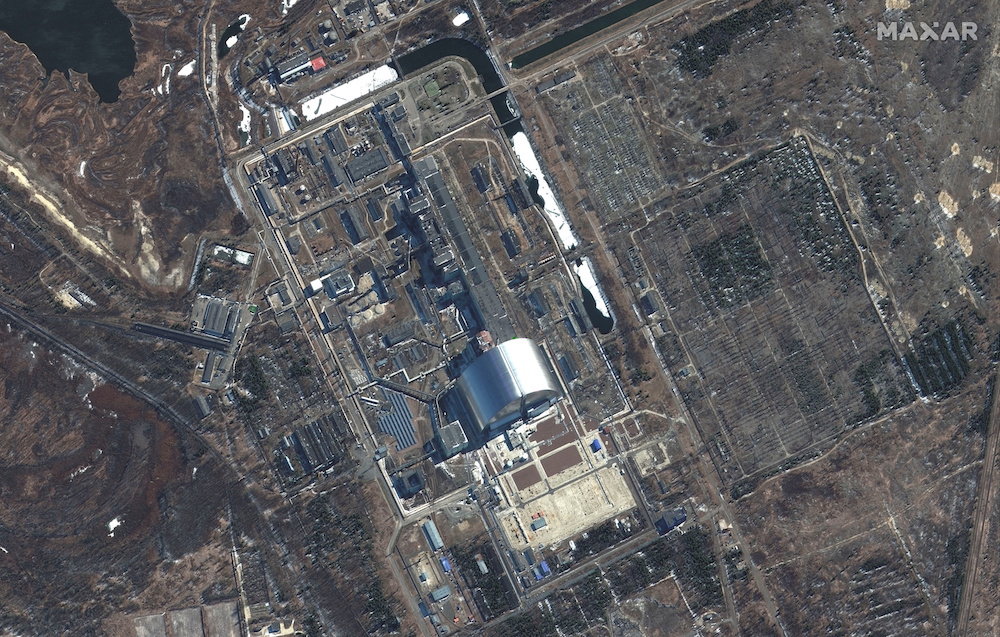 A satellite image shows an overview of Chernobyl, amid Russia's invasion of Ukraine, Ukraine March 10, 2022. u00e2u20acu201dMaxar Technologies handout via Reuters