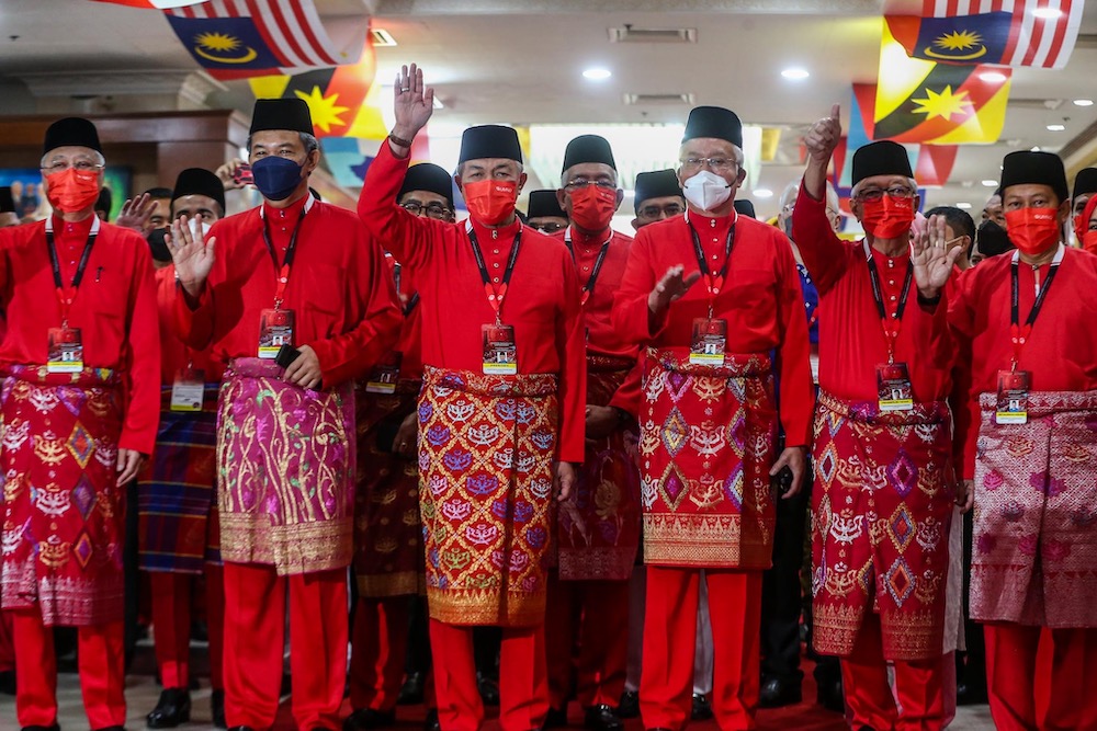 Umno President Datuk Seri Ahmad Zahid Hamidi with Umno supreme council members at the 2021 Umno General Assembly 2021 in World Trade Center (WTC) Kuala Lumpur March 18, 2022. u00e2u20acu201d Picture by Hari Anggara 