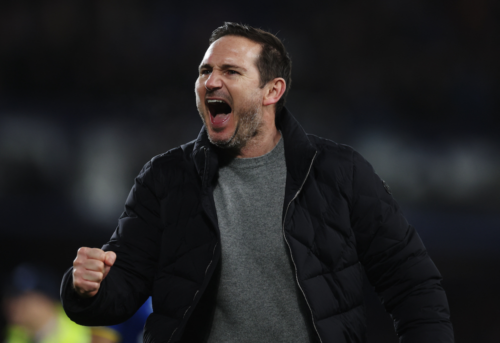 Everton manager Frank Lampard celebrates after the match against Newcastle, Liverpool March 18, 2022. u00e2u20acu201d Action Images via Reuters