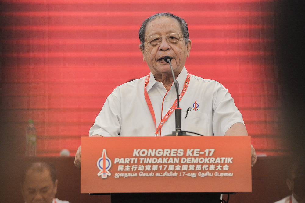 DAP advisor Lim Kit Siang speaks at opening ceremony of DAPu00e2u20acu2122s 17th annual congress in IDCC, Shah Alam March 20, 2022. u00e2u20acu201d Picture by Miera Zulyana