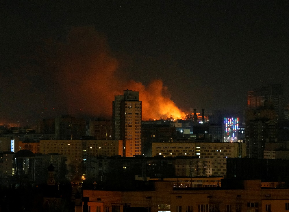 Smoke and flames rise over during the shelling in Kyiv, as Russia continues its invasion of Ukraine February 26, 2022. u00e2u20acu201d Reuters pic