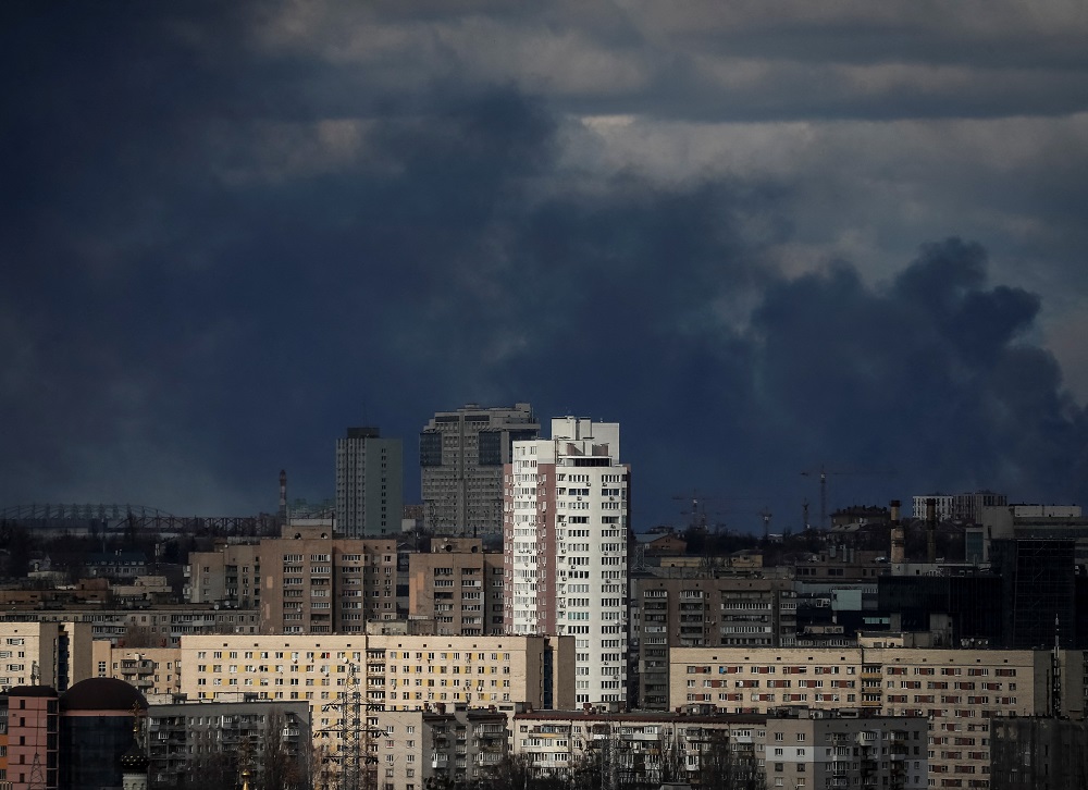 Smoke rises after shelling in Kyiv, Ukraine February 27, 2022. u00e2u20acu201d Reuters pic