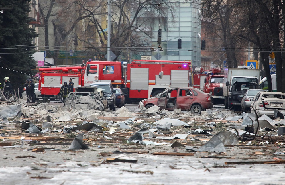 A view shows the area near the regional administration building, which city officials said was hit by a missile attack, in central Kharkiv, Ukraine March 1, 2022. u00e2u20acu201d Reuters pic