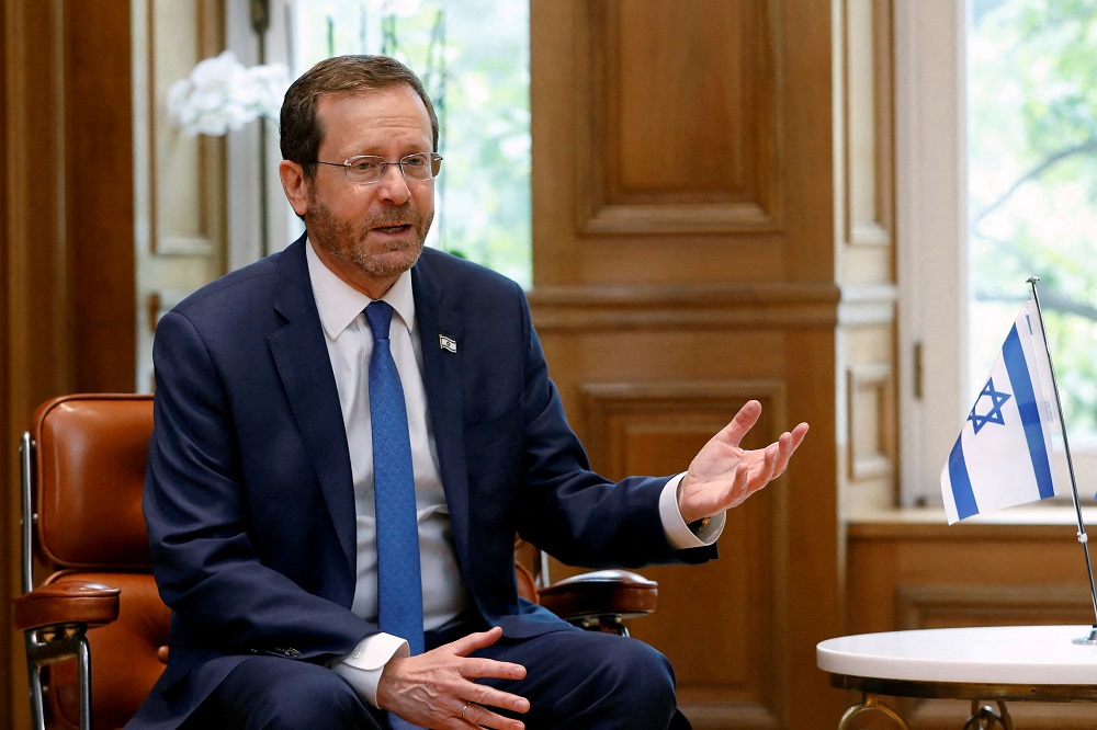 Israeli President Isaac Herzog, speaks during his meeting with Greek Prime Minister Kyriakos Mitsotakis, at the Maximos Mansion in Athens, Greece February 24, 2022. u00e2u20acu201d Reuters pic