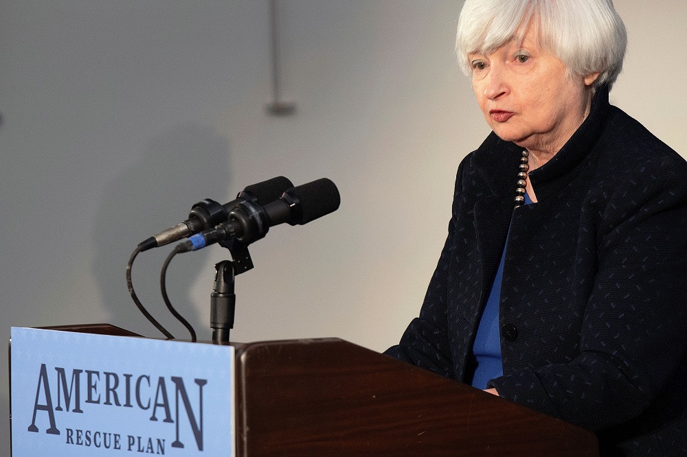 US Secretary of the Treasury Janet Yellen speaks about the American Rescue Plan Act on the one year anniversary of the law during her visit to Mi Casa Resource Centre in Denver, Colorado March 11, 2022. u00e2u20acu201d Picture by Jason Connolly/Pool via Reuters