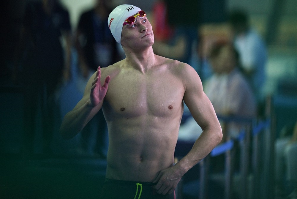 Chinau00e2u20acu2122s Sun Yang reacting at the final of the menu00e2u20acu2122s 800m freestyle event during the swimming competition at the 2019 World Championships at Nambu University Municipal Aquatics Centre in Gwangju, South Korea July 24, 2019. u00e2u20acu201d AFP pic