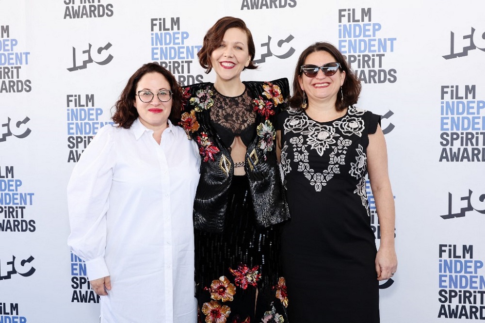 (From left) Osnat Handelsman Keren, Maggie Gyllenhaal and Talia Kleinhendler attend the 2022 Film Independent Spirit Awards in Santa Monica March 6, 2022. u00e2u20acu201d AFP pic
