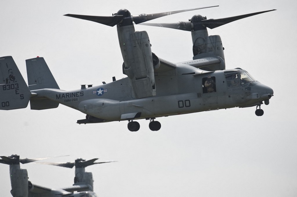 File photo of a MV-22B Osprey aircraft operating during the u00e2u20acu02dcPlatinum Eagle 15u00e2u20acu2122 military exercise at training facilities in Babadag, Romania May 26, 2015. u00e2u20acu201d AFP pic