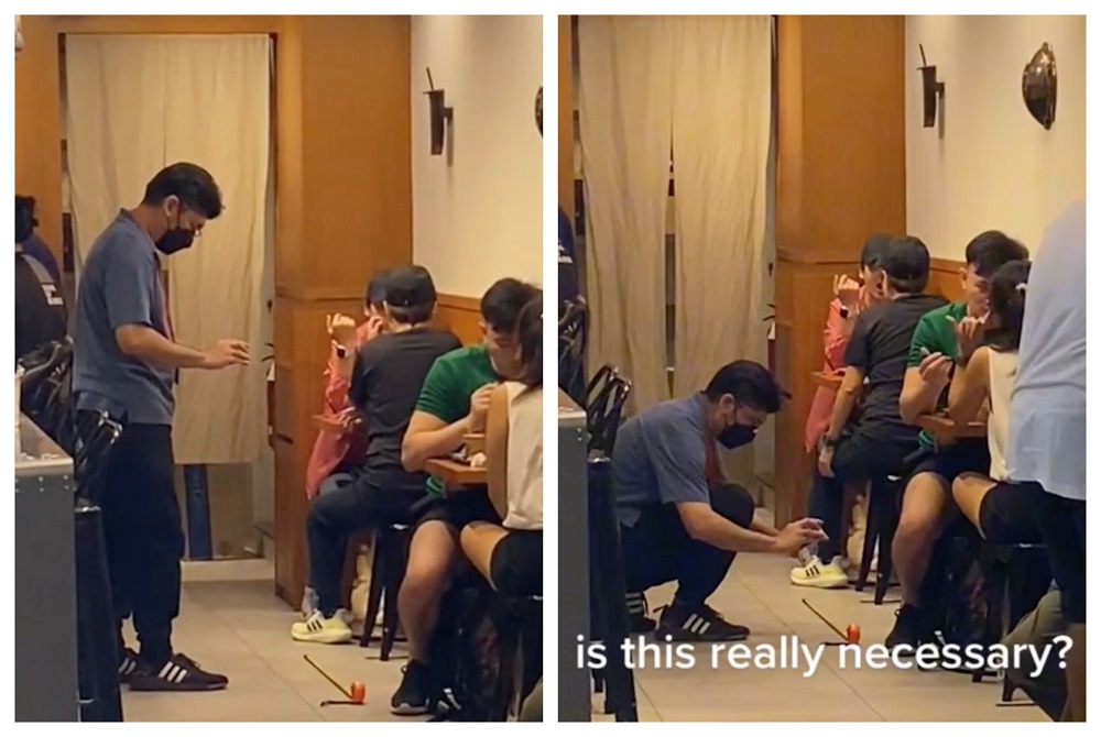 Diners in Singapore must observe a one-metre social distancing rule when masks are not worn. u00e2u20acu201dScreen capture via TikTok/Mul Rahmat