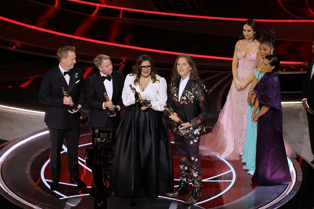 The cast of u00e2u20acu02dcEncantou00e2u20acu2122 onstage during the 94th Annual Academy Awards at Dolby Theatre in California March 27, 2022. u00e2u20acu201d Picture by Neilson Barnard/Getty Images via AFP