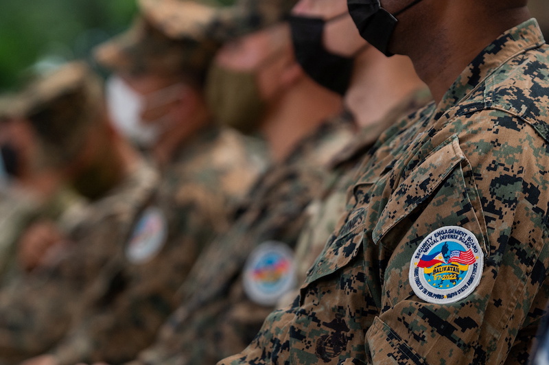 Philippine and US soldiers wear the Balikatan patch during the opening ceremony of the joint military exercises, at Camp Aguinaldo in Quezon City, Metro Manila, Philippines, March 28, 2022. u00e2u20acu201d Reuters pic
