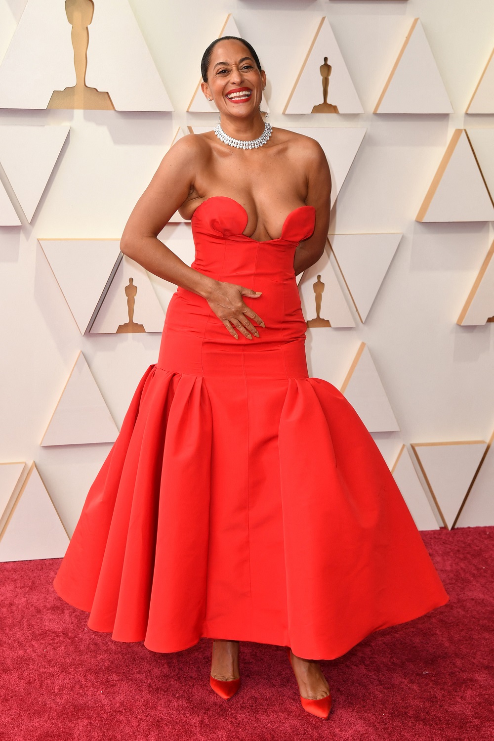 Like many guests, Tracee Ellis Ross opted for a red outfit this year. — AFP pic