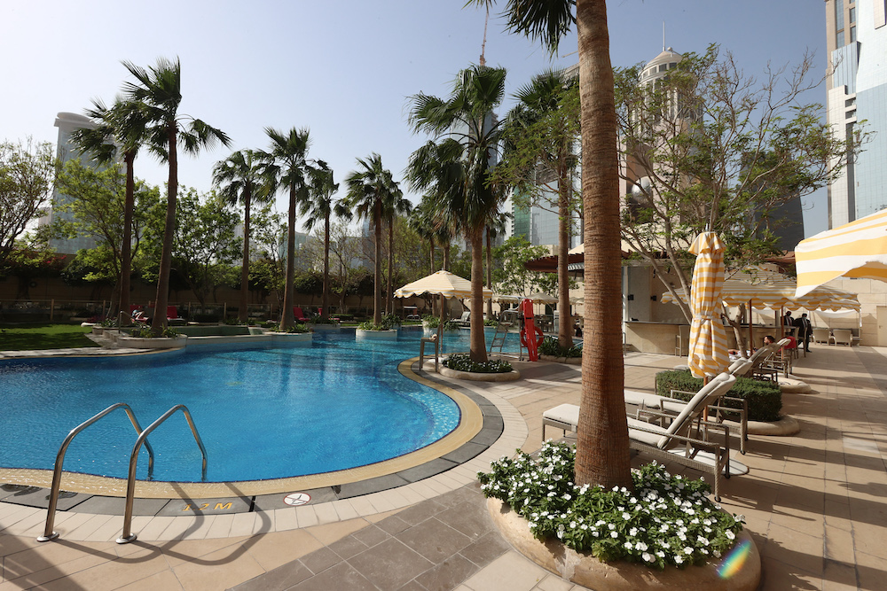 A picture shows the pool at the JW Marriott Marquis hotel in the Qatari capital Doha March 16, 2022. u00e2u20acu201d AFP pic