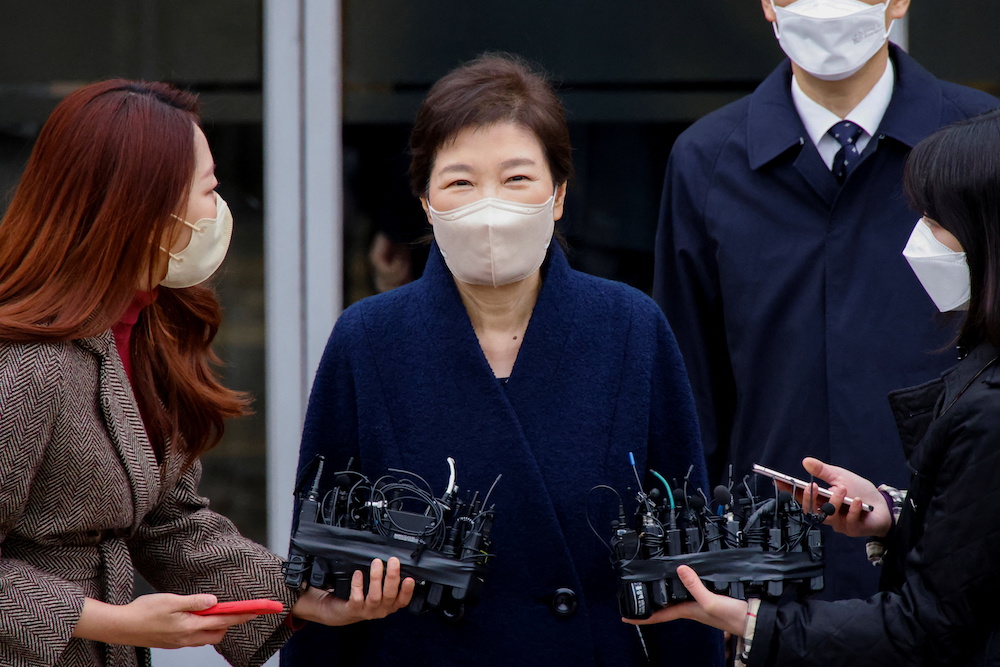 South Korea's former President Park Geun-hye speaks to reporters as she leaves the Samsung Medical Center in Seoul, South Korea March 24, 2022. u00e2u20acu201d Reuters pic