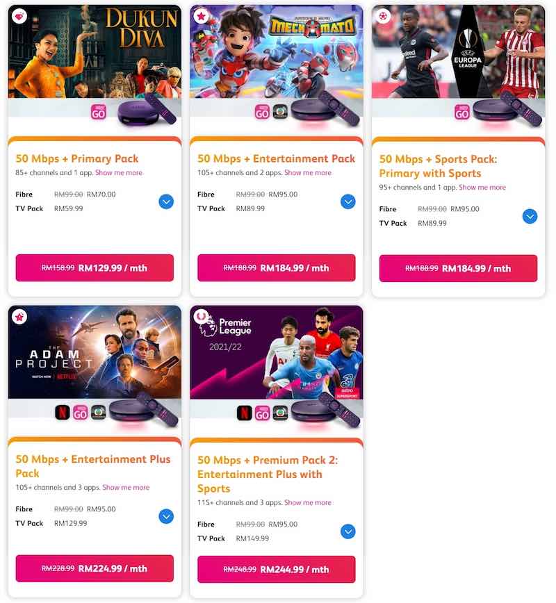 Astro's broadband speed options— Picture via SoyaCincau