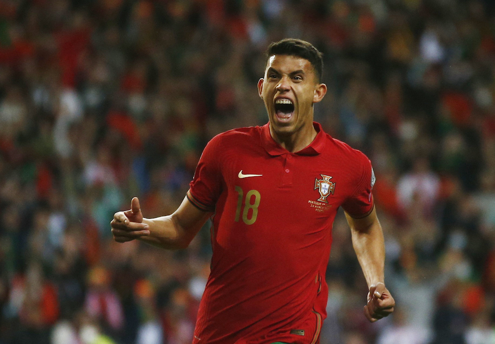 Portugal's Matheus Nunes celebrates scoring their third goal in Porto, Portugal March, 24, 2022. u00e2u20acu201d Reuters pic