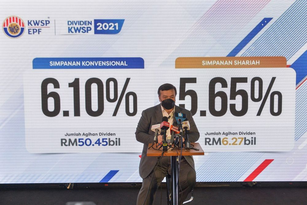 EPF CEO Datuk Seri Amir Hamzah Azizan speaks during a media conference in Kuala Lumpur March 2, 2022. u00e2u20acu201d Picture by Miera Zulyanann