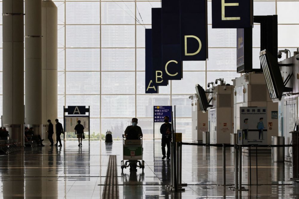 A traveller walks in the departure hall at the Hong Kong International Airport amid the coronavirus disease (Covid-19) pandemic in Hong Kong, China, March 21, 2022. u00e2u20acu201d Reuters pic