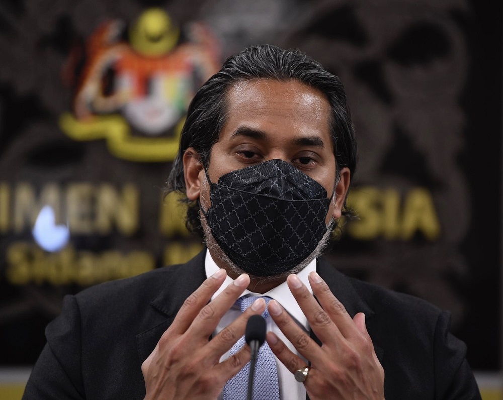 Health Minister Khairy Jamaluddin at a press conference at the Parliament building in Kuala Lumpur March 9, 2022. u00e2u20acu201d Bernama pic