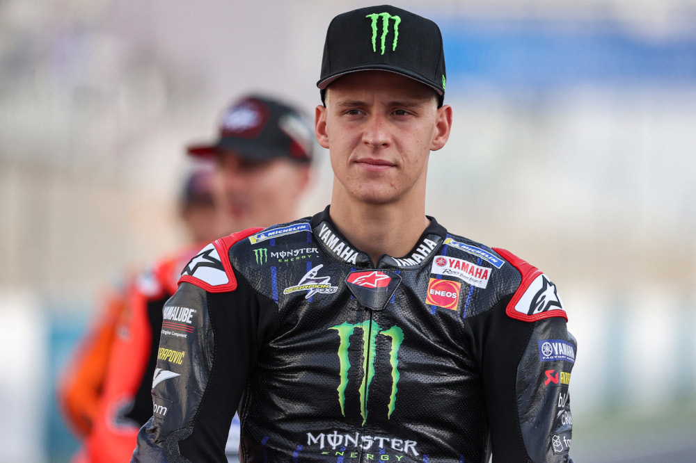 Monster Energy Yamaha MotoGP rider Fabio Quartararo looks on ahead of the Qatar MotoGP Grand Prix at the Losail International Circuit on the outskirts of Qataru00e2u20acu2122s capital Doha, March 3, 2022. u00e2u20acu2022 AFP picnn
