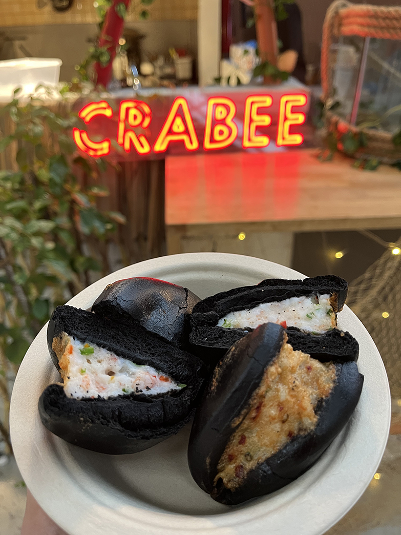 Tuck into charcoal shrimp toast inspired by Korean Chinese flavours at Crabee.