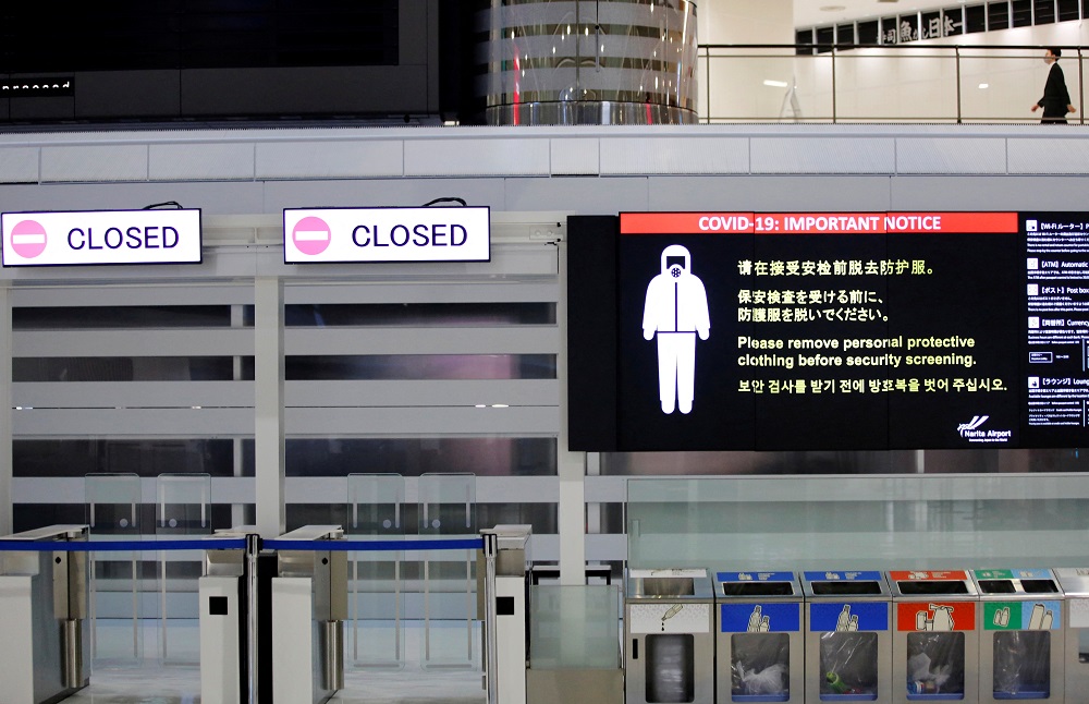 A notice about Covid-19 safety measures is pictured at a departure hall of Narita international airport in Narita, east of Tokyo, Japan November 30, 2021. u00e2u20acu2022 Reuters file pic