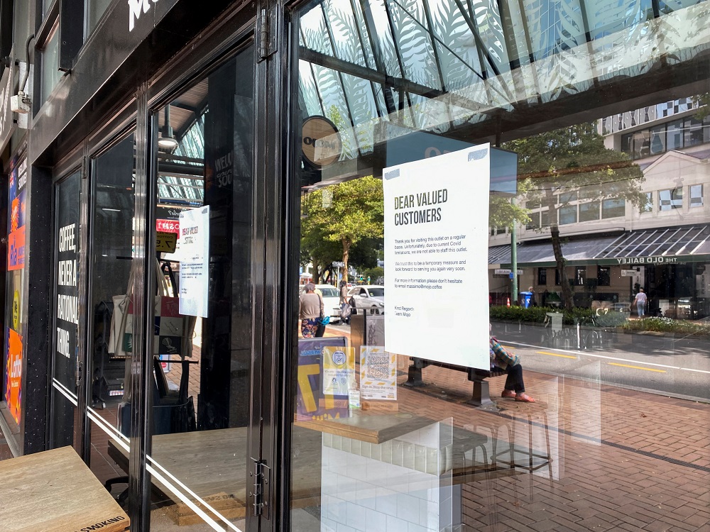 A coffee shop on Lambton Quay is closed due to Covid-19 related to staffing shortages in Wellington, New Zealand March 11, 2022. u00e2u20acu2022 Reuters pic