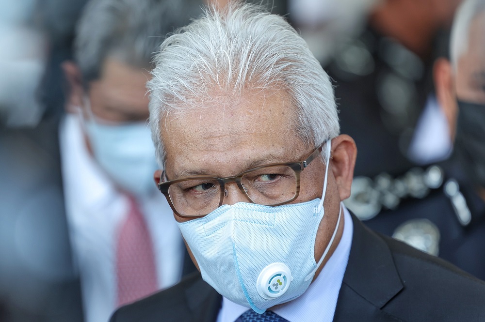 Home Minister Datuk Seri Hamzah Zainudin speaks to reporters during 215th Police Day Celebrations in Pulapol Kuala Lumpur March 25, 2022. u00e2u20acu2022 Picture by Ahmad Zamzahuri