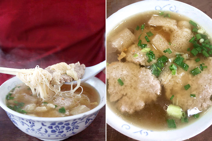 Have your pork noodles with rice vermicelli (left) or without any noodles (right).