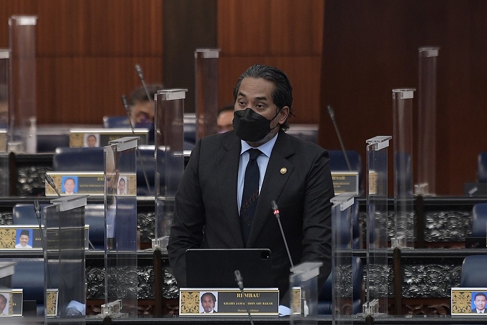 Health Minister Khairy Jamaluddin addresses members of Parliament in Dewan Rakyat March 2, 2022. u00e2u20acu201d Bernama pic