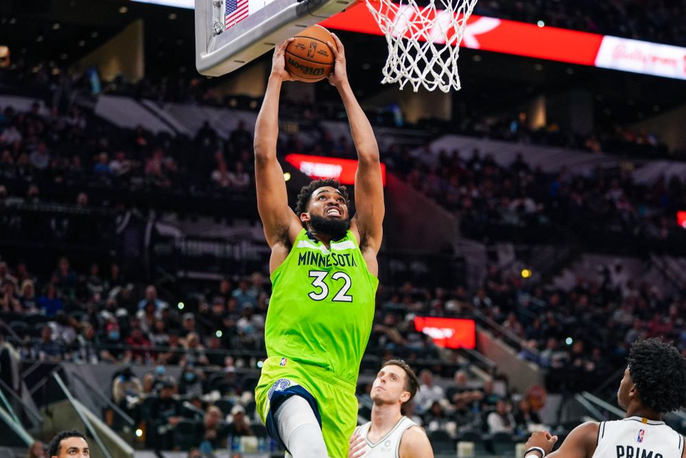 Minnesota Timberwolves center Karl-Anthony Towns (32) shoots in the second half against the San Antonio Spurs at the AT&T Centre, in San Antonio March 14, 2022. u00e2u20acu201d Reuters pic