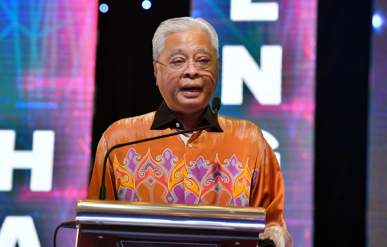 Prime Minister Datuk Seri Ismail Sabri Yaakob delivering his speech during officiating the National Consumer Day 2022 celebration at NU Sentral, Kuala Lumpur, March 26, 2022. u00e2u20acu201d Bernama pic