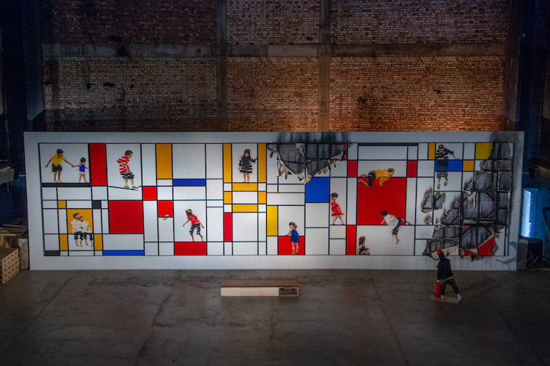 The full artwork of children in different Mondrian boxes was a project that Zacharevic had been working on since 2015. — Picture by Shafwan Zaidon
