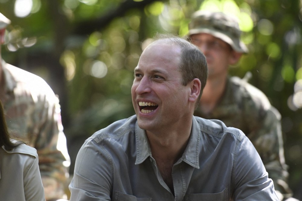 Britainu00e2u20acu2122s Prince William, Duke of Cambridge gestures during a visit to the British Army Training Support Unit at the Chiquibul Forest Reserve, in Good Living Camp, Belize on March 21,2022. u00e2u20acu201d AFP picnn