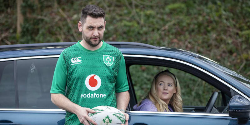 Sean McDowell (left) poses for a photograph with his wife Aine, before they drive to Old Wesley Rugby club in Dublin, for visually impaired rugby training. u00e2u20acu2022 ETX-Studio pic