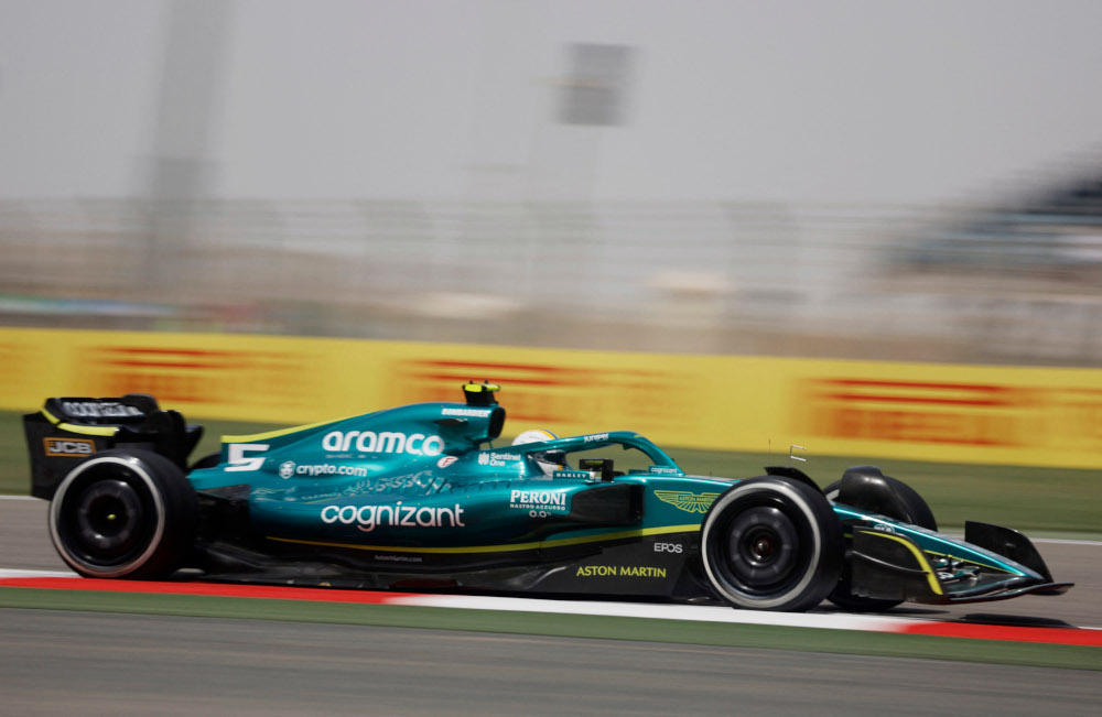 Aston Martinu00e2u20acu2122s Sebastian Vettel in action during testing at Bahrain International Circuit, Sakhir, Bahrain, March 11, 2022. u00e2u20acu201d Reuters picn
