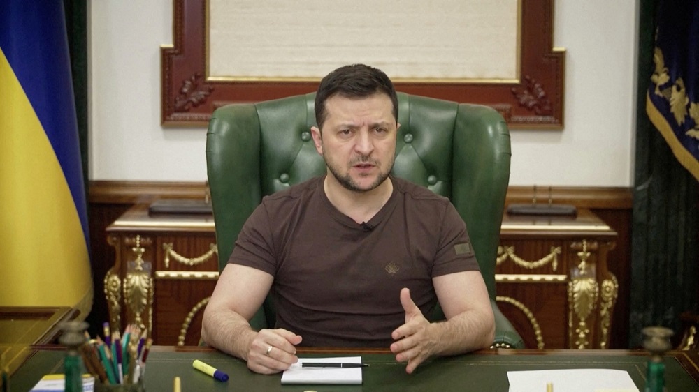 Ukrainian President Volodymyr Zelensky speaks in Kyiv, Ukraine, March 10, 2022 in this still image taken from video. u00e2u20acu2022 Ukrainian Presidential Press Service/via Reuters TV/Handout via Reuters