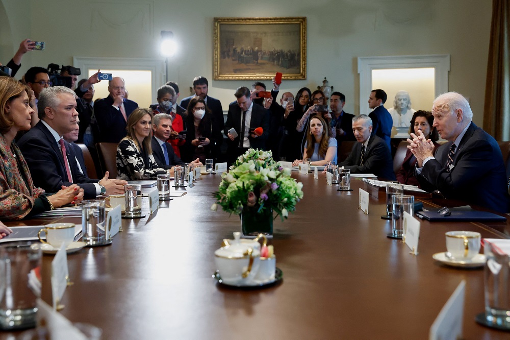 US President Joe Biden meets with Colombia's President Ivan Duque in the Cabinet Room at the White House, in Washington March 10, 2022. u00e2u20acu2022 Reuters pic