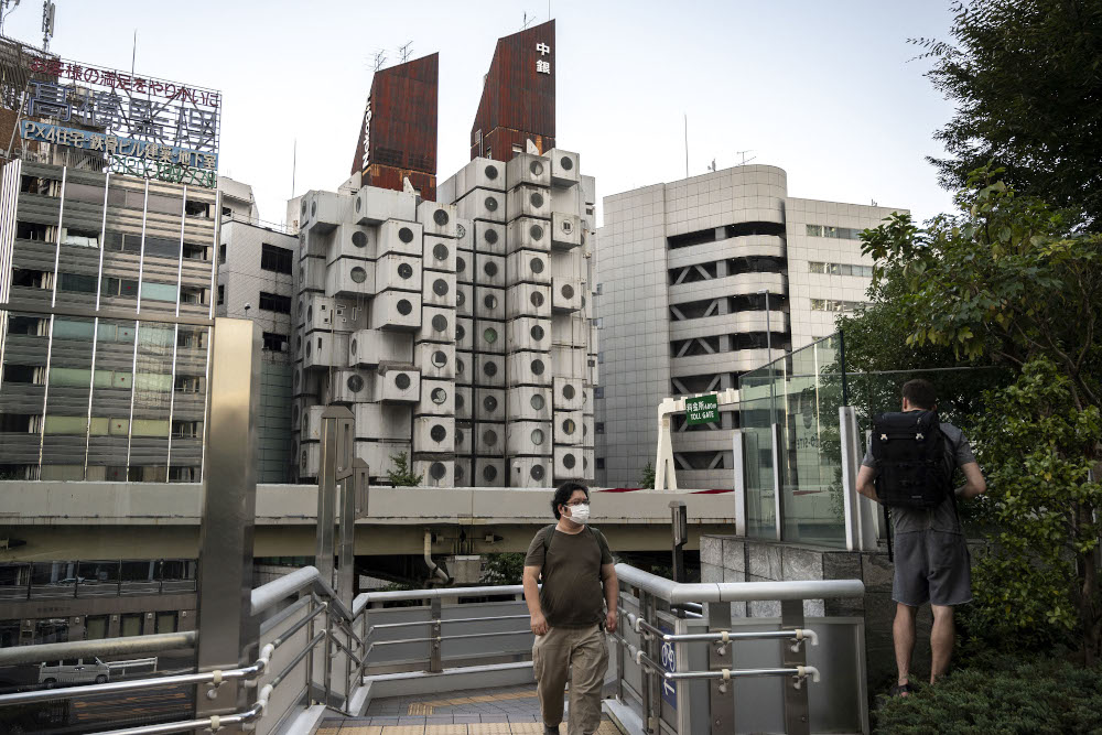 The landmark Nakagin Capsule Tower (centre), a mixed-use residential and office building constructed in the early 1970s and an example of Japanu00e2u20acu2122s postwar architecture. u00e2u20acu201d AFP pic