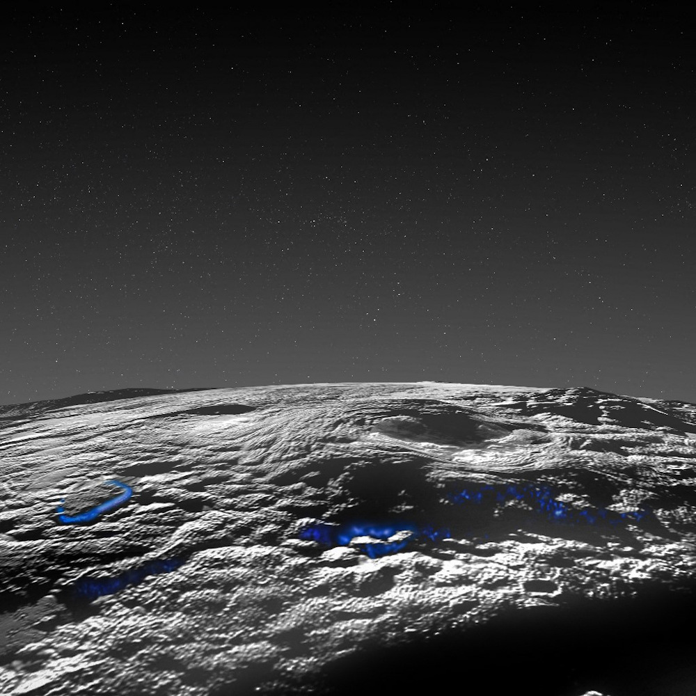 This image released on March 29, 2022, shows a perspective view of Plutou00e2u20acu2122s icy volcanic region. u00e2u20acu201d Nasa/Johns Hopkins University Applied Physics Laboratory/Southwest Research Institute/Isaac Herrera/Kelsi Singer pic via AFP