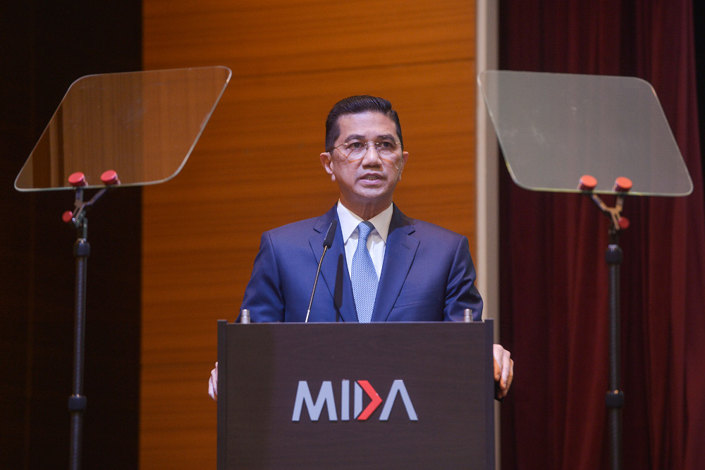 International Trade and Industry Minister Datuk Seri Mohamed Azmin Ali speaks during Midau00e2u20acu2122s annual media conference to announce Malaysiau00e2u20acu2122s investment performance for 2021 in Kuala Lumpur, March 8, 2022. u00e2u20acu201d Picture by Miera Zulyana 