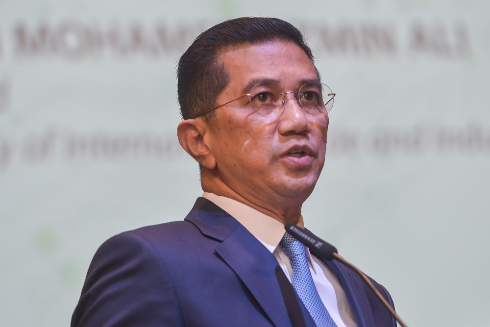International Trade and Industry Minister Datuk Seri Mohamed Azmin Ali speaks during Midau00e2u20acu2122s annual media conference to announce Malaysiau00e2u20acu2122s investment performance for 2021 in Kuala Lumpur, March 8, 2022. u00e2u20acu201d Picture by Miera Zulyana 